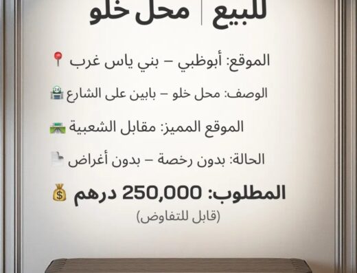 Prime Key Money Shop for Sale in Baniyas West Abu Dhabi