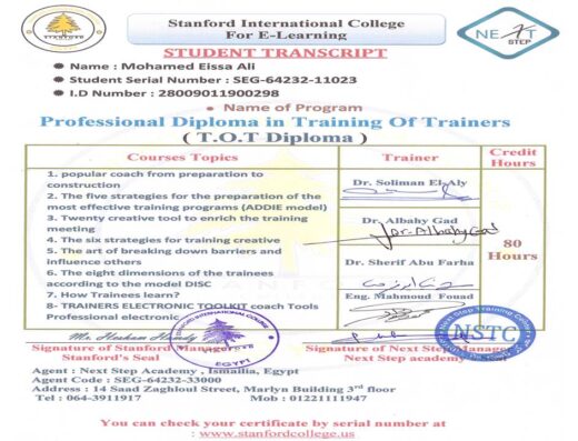 مدرب تنميه بشريه معتمد من استانفورد الأمريكية