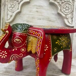 hand made solid wooden colorful elephant