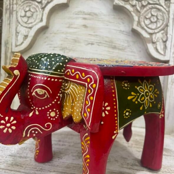hand made solid wooden colorful elephant